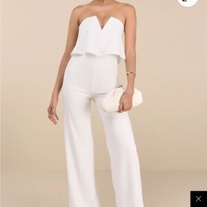 Lulu's White Strapless Jumpsuit